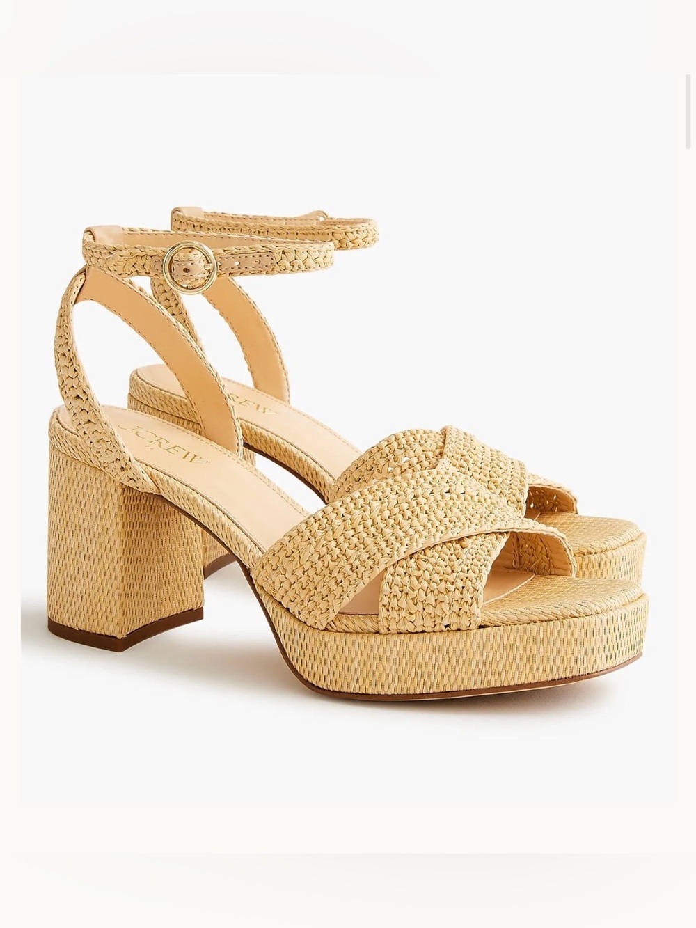 NEW J. Crew Factory Woven Platform Heels in Natural Raffia CI958 $158 size 7.5